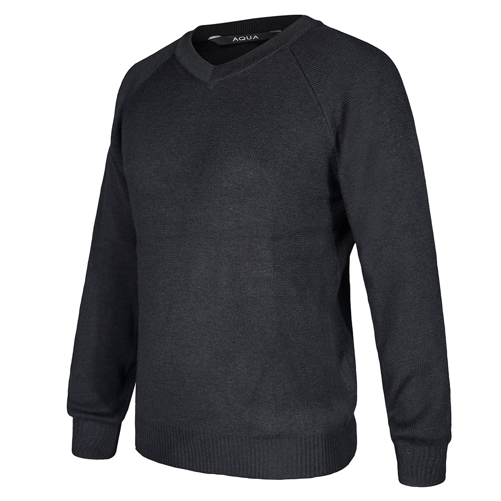 AQUA COTTON ACRYLIC V-NECK JUMPER