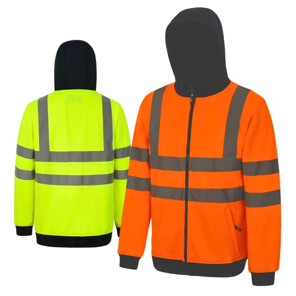 AQUA HI VIS FULL ZIP HOODED SWEATSHIRT EN ISO20471