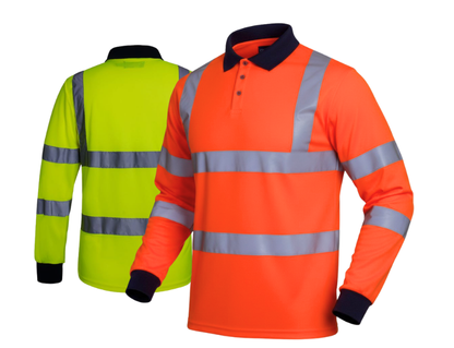 AQUA CLASSIC LONG SLEEVE HI-VIS  POLOSHIRT