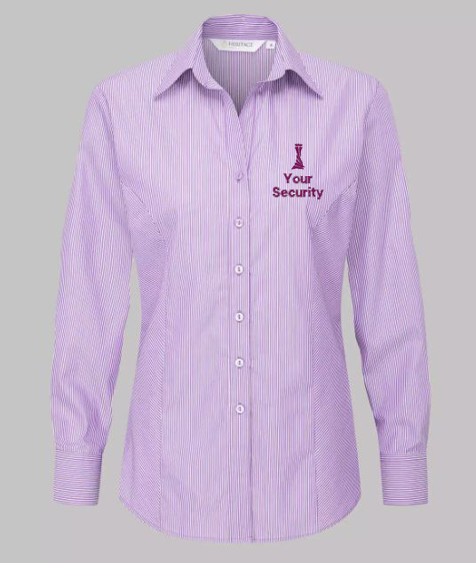 LL146 LADIES CLASSIC COLLAR L/S STRIPE BLOUSE