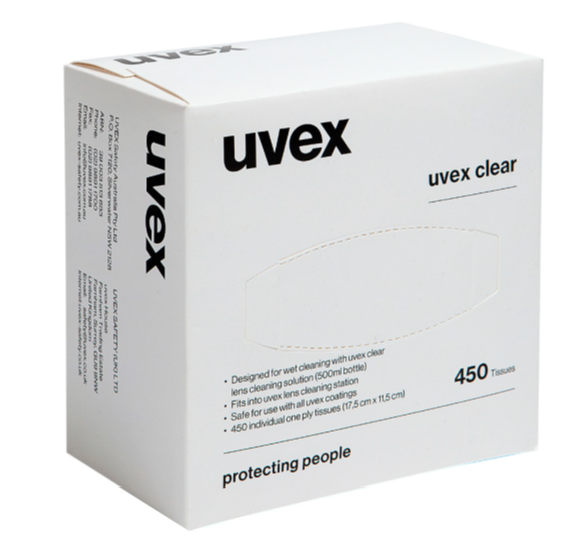 UVEX CLEANING TISSUES 9971002 (PACK OF 450 TISSUES)