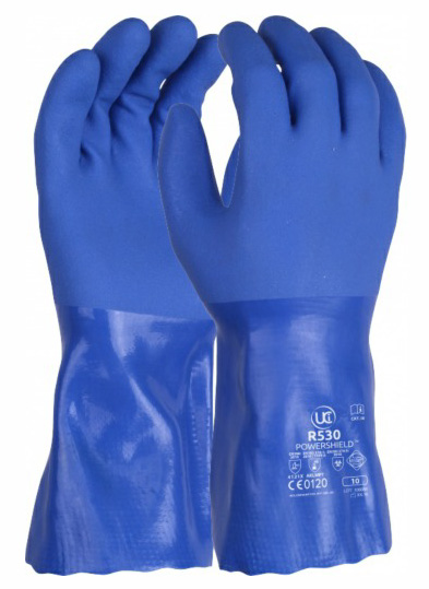 R530 POWERSHIELD-BLUE TRIPLE DIP PVC CHEMICAL GAUNTLET