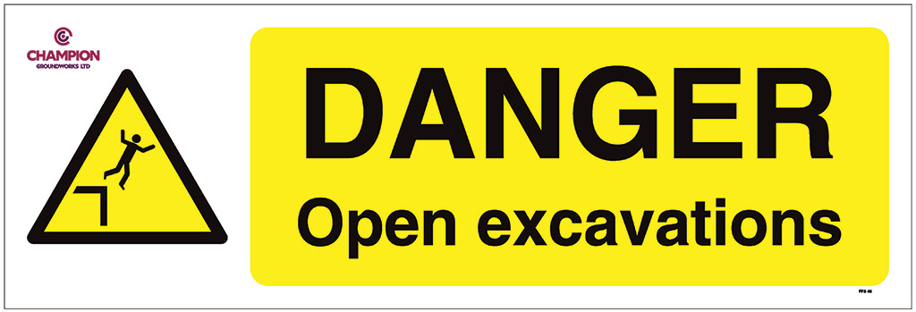 DANGER OPEN EXCAVATIONS FFS 46 600 X 200MM 4MM CORREX