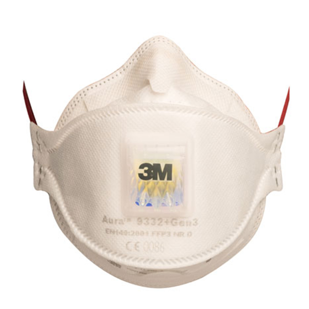 3M 9332+ FOLDABLE VALVED DUST FFP3V RESPIRATOR PK 10