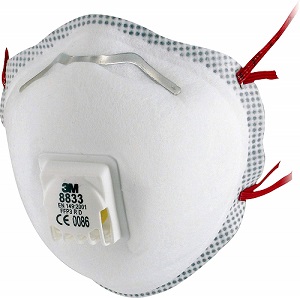 3M 8833 FFP3 CUP SHAPED VALVED DUST MASK (PACK 10)